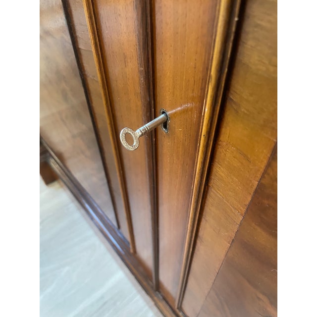 Wood 1990s Custom Mill House English Burl Walnut Architectural Breakfront For Sale - Image 7 of 12