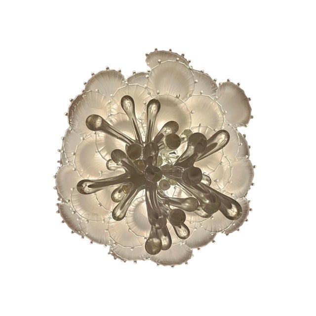 Vintage Hand -Blown Frosted Glass Art Chandlier For Sale - Image 4 of 12