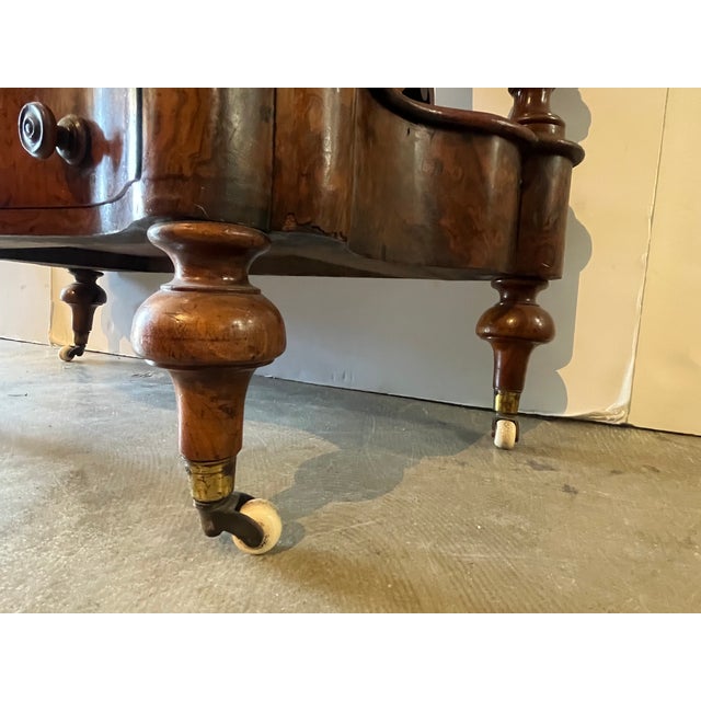 Wood Victorian Burr Walnut Carved Canterbury, C. 1880 For Sale - Image 7 of 10