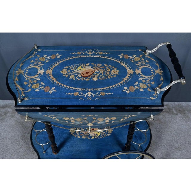 Service Trolley in Sorente Marquetry, Italy, 1960s For Sale - Image 9 of 18