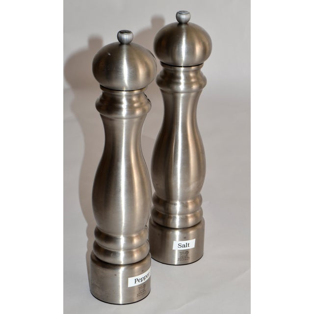 Alessi Large Peugeot Paris Stainless Steel Bistro Pepper and Salt Mill For Sale - Image 4 of 17