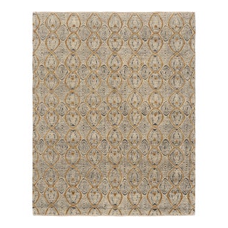 Rug & Kilim’s Moroccan Style Rug in Cream White and Gold Geometric Patterns - 12x16 For Sale