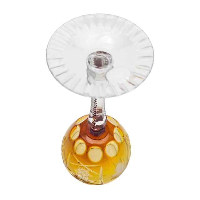 Gold Livānu Stikls Amber Hand-Cut Crystal Wine Goblet, Latvia, Late 20th Century 8" For Sale - Image 8 of 10