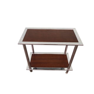 Chromed Steel & Wood Trolley, Italy, 1970s For Sale