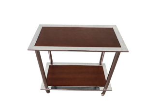 Chromed Steel & Wood Trolley, Italy, 1970s