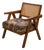 Mid-Century Lounge Chair – Rattan Back, Upholstered in Designer Dedar Tiger Mountain For Sale