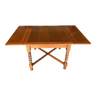 Professionally Restored - 1930s Draw Leaf Table - Solid Oak - Barley Twist (#19). For Sale