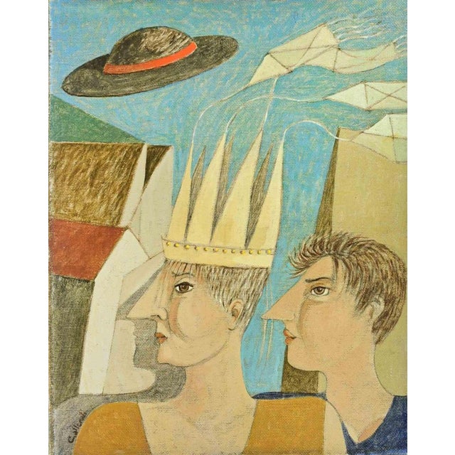 Alberto Gallerati, Hats Off to You, Oil Painting, 1980s For Sale - Image 6 of 6