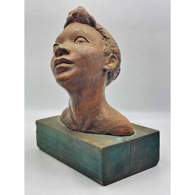 1970s 1970s Katherine Kadell Clay Bust Sculpture Female Portrait, Los Angeles Modern Art For Sale - Image 5 of 18