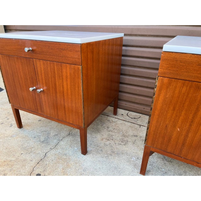 Mid-Century Modern 1950s Vintage Paul McCobb for the Irwin Collection Vitrolite Top Nightstands - a Pair For Sale - Image 3 of 8