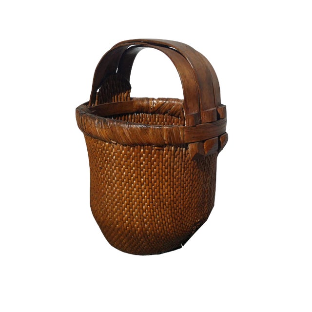 Antique Chinese Hand-Woven Basket For Sale