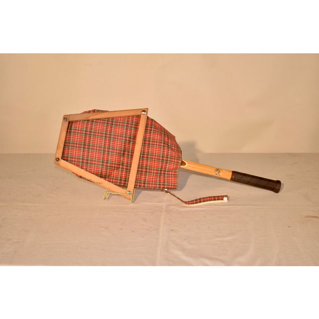 Circa 1960's Tad Davis Hi-Point maple tennis racquet with mismatched Wilson cover. It has an original vintage plaid cover...