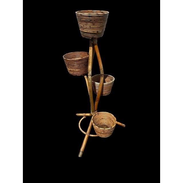 1950s Rattan Plant Stand, 1950s For Sale - Image 5 of 8