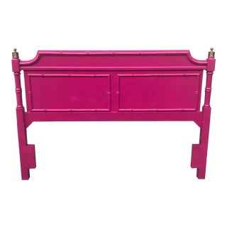 1960s Vintage Stanley Faux Bamboo Brass Queen Headboard For Sale