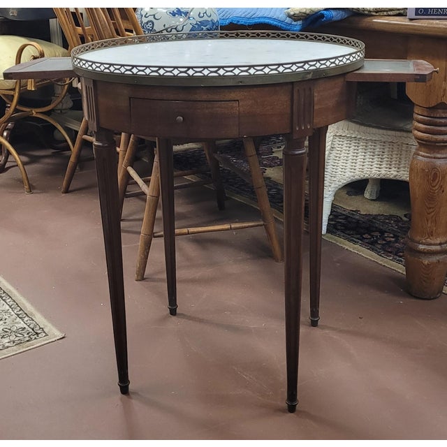 Antique French Marble Top Round Boulle Table For Sale - Image 4 of 11