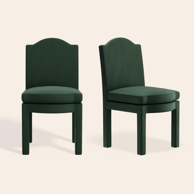 Textile Olive Linen Leo Dining Chairs by Ceraudo, Set of 2 For Sale - Image 7 of 7