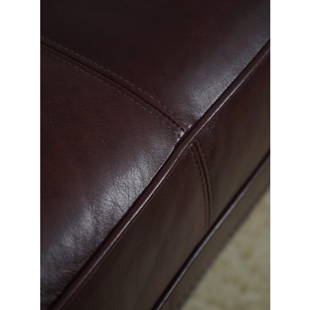 Ethan Allen Burgundy Leather Modern Sofa For Sale - Image 9 of 18