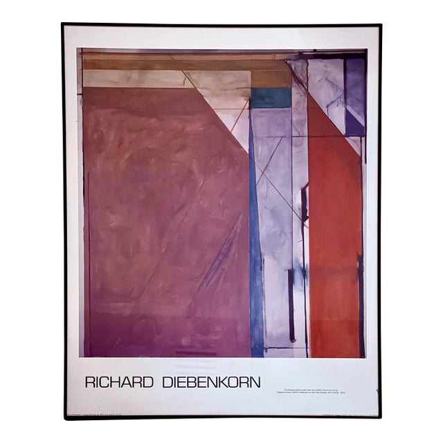 Richard Diebenkorn Rare Vintage Abstract Expressionist Large Lithograph Print With Original Frame mMuseum Poster ‘Ocean Park No. 70’ 1974 For Sale
