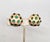 Mid-Century Modern Vintage 1960s Signed Trifari Round Goldtone Cabochon Faux-Emerald Clip Earrings-2 Pieces For Sale - Image 3 of 8