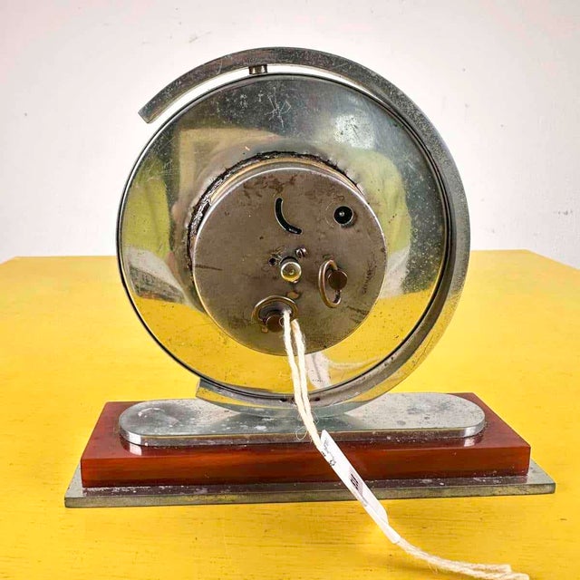 Vintage German Table Clock in Metal and Glass, 1930s For Sale - Image 4 of 9