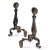 Handsome pair of mid-20th Century hammered texture andirons. The andirons are in traditional form with the hourglass body...