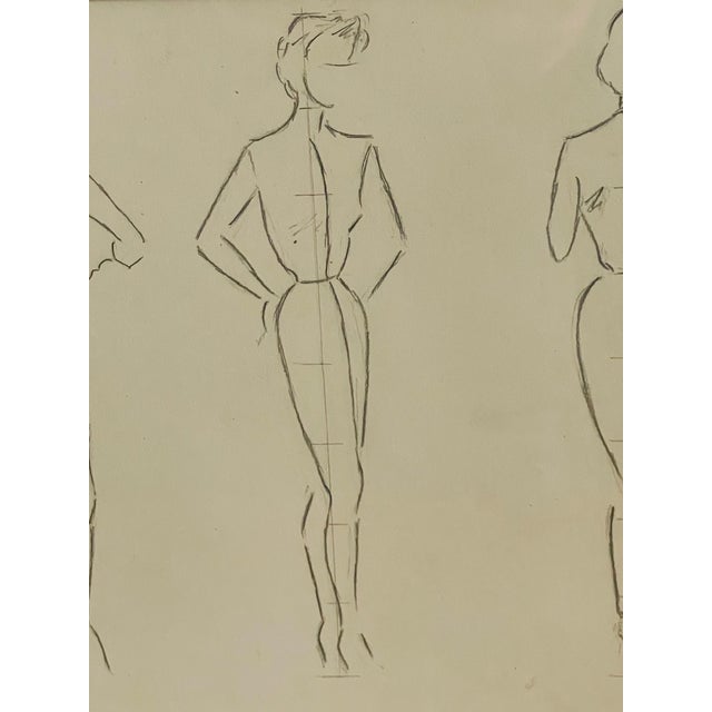 Berthe Duquaine, Sketches, 1951, Pencil on Paper, Framed For Sale - Image 4 of 18