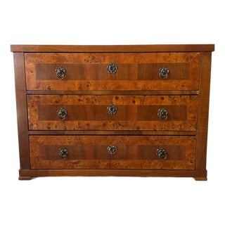 19th Century German Biedermeier-Style Burr & Flamed Elm Chest of Drawers For Sale