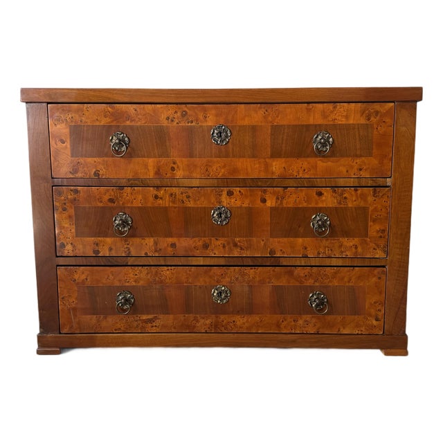 19th Century German Biedermeier-Style Burr & Flamed Elm Chest of Drawers For Sale