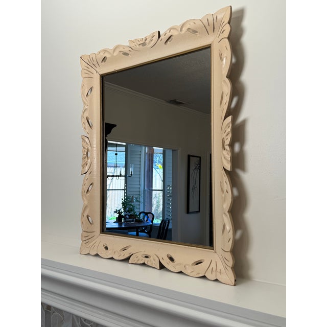 Mid 20th Century Scandinavian Mid Century Solid Wood Wall Mirror For Sale - Image 5 of 12