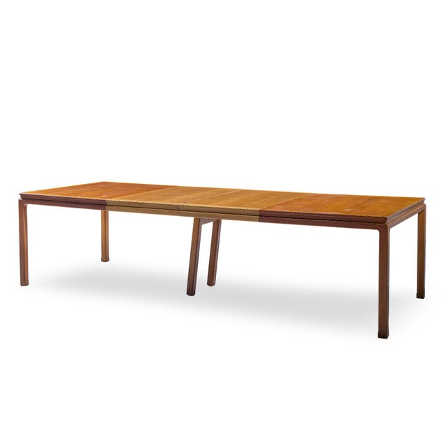 Mid-Century Modern Edward Wormley for Dunbar Mid Century Bleached Mahogany Expanding Dining Table With 2 Leaves For Sale - Image 3 of 13
