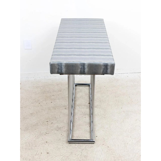 Chrome Mid Century 1960's Console Table with New Vinyl Upholstered Top For Sale - Image 4 of 6