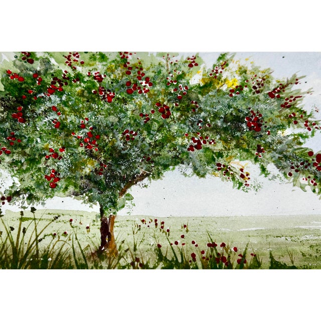 American Original Miniature Watercolor Painting “Amy’s Apple Tree” For Sale - Image 3 of 3