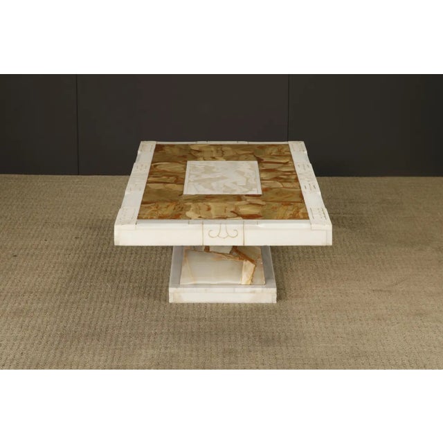 Vintage Italian Tessellated Onyx Coffee Table With Etched Stone Inset, 1970s For Sale - Image 17 of 18