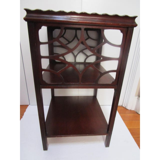 Chinoiserie 1960s George III Chinoiserie Style Mahogany Three-Tier End Table Shelf For Sale - Image 3 of 5