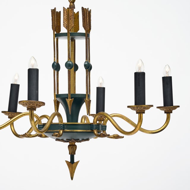 Metal French Vintage Empire Style Arrow Chandelier For Sale - Image 7 of 9