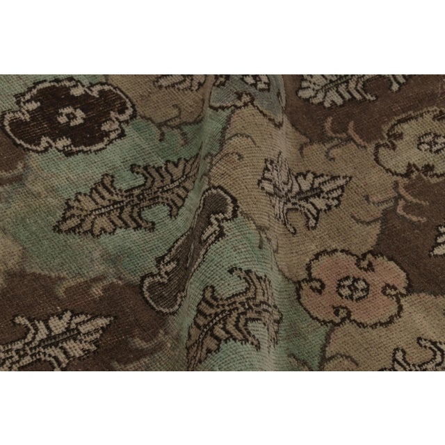 Textile Vintage Distressed Runner Rug, Earthy Tones Geometric Floral Motifs – Rug & Kilim For Sale - Image 7 of 8