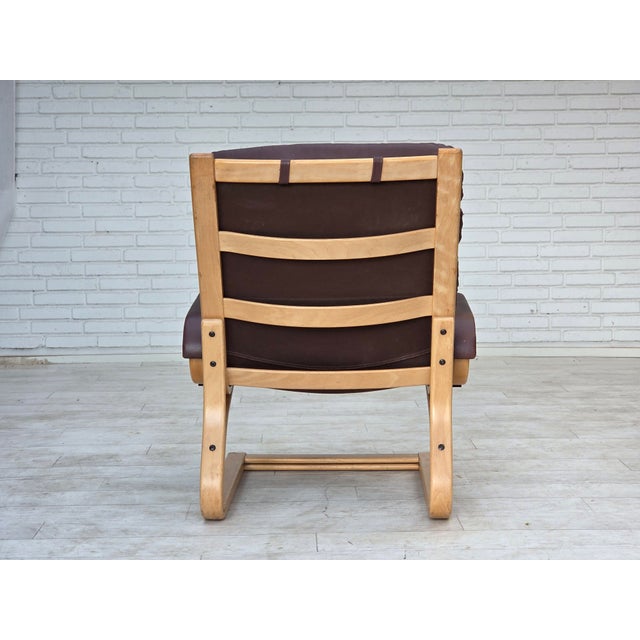 Danish Leather and Bentwood Lounge Chair by Georg Thams for Bramin, 1970s For Sale - Image 12 of 18