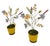 2000 - 2009 Pair of Vintage Italian Hand-Painted Metal Wildflower Arrangements in Textured Yellow Ceramic Pots For Sale - Image 5 of 12