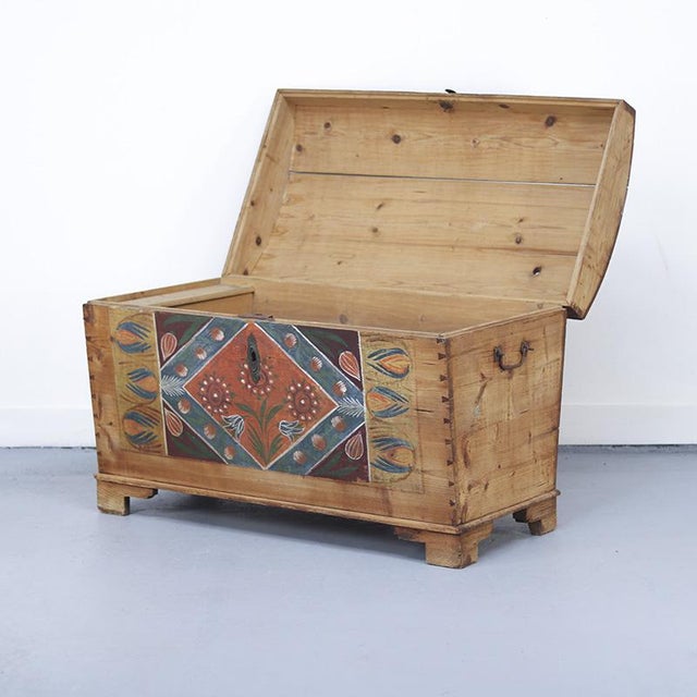 Wood Swedish Painted Rustic Farmhouse Chest For Sale - Image 7 of 10