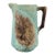 Antique English Majolica Begonia Leaf & Fern Pitcher in Aqua Turquoise Glaze For Sale
