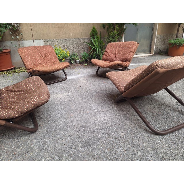 Vintage Cross Chair in Lacquered Metal and Fabric by Marcello Cuneo for Arflex, 1974 For Sale - Image 6 of 18