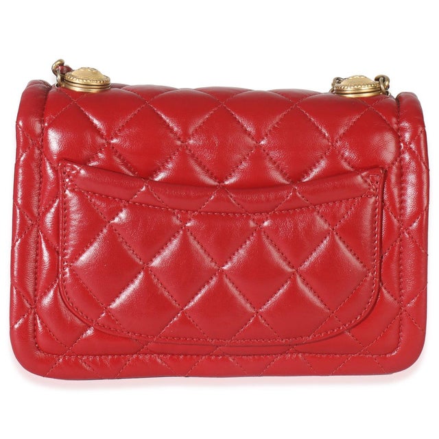Chanel Red Quilted Puffy Calfskin Small Twist Your Buttons Flap Bag For Sale - Image 4 of 10