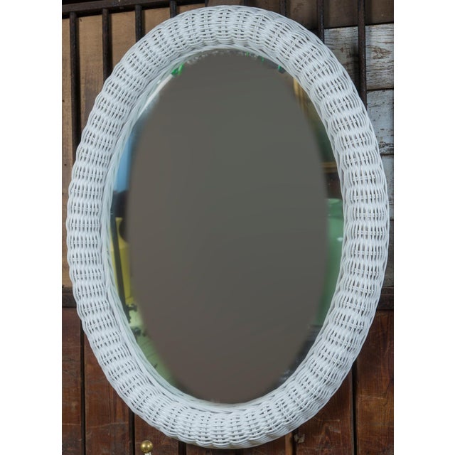 Large Vintage Oval Wicker Mirror Chairish