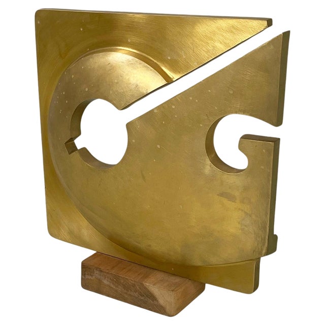 Italian Modern Brutalist Brass Sculpture by Edmondo Cirillo, 1970s For Sale