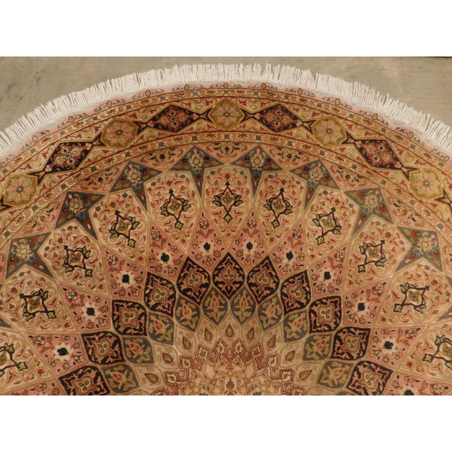 Rare Vintage Round Northwest Persian Tabriz Rug With Silk Highlights. 6'6"x 6'6" For Sale - Image 4 of 15