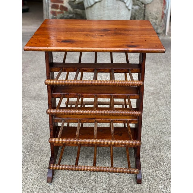 Mid 20th Century Vintage Farmhouse Pine Turned Spindle Magazine Record Rack Holder For Sale - Image 5 of 11