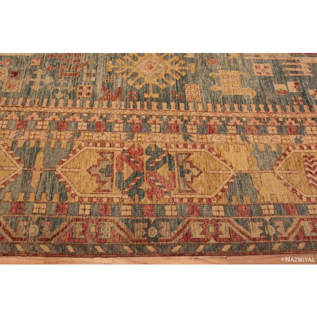 Tribal Animal Geometric Design Contemporary Modern Rustic Area Rug For Sale - Image 4 of 9