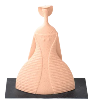 Lineasette Italy Ceramic Lady Hat Figurative Sculpture Slate Base