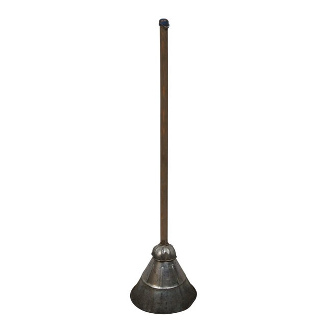 Pair of early 20th century metal laundry plungers / agitators for hand washing clothing in a wash tub. Feature cone shaped...