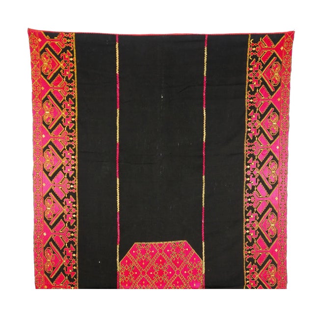 Antique Silk Embroidered Wall Hanging, Swat Valley Pulkari, 1890s For Sale - Image 3 of 11